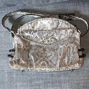 Sharif Genuine Leather Snakeskin Pattern Crossbody Domed Bag Purse